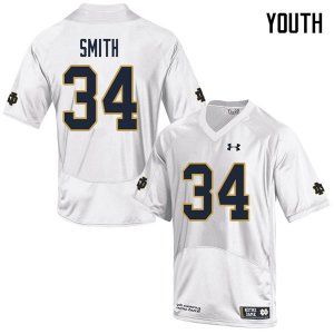 Notre Dame Fighting Irish Youth Jahmir Smith #34 White Under Armour Authentic Stitched College NCAA Football Jersey POE8699TL